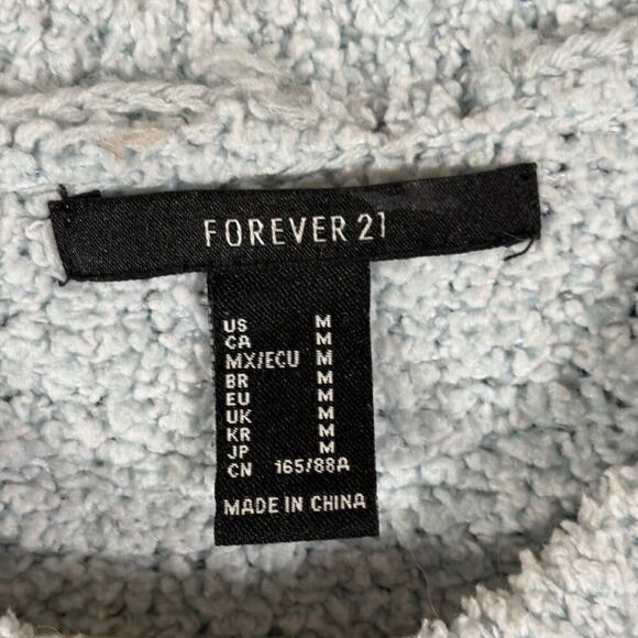 Forever 21 Sweater Woman's Medium Light Blue Fuzzy Warm Winter Pastel Coastal - Picture 8 of 12